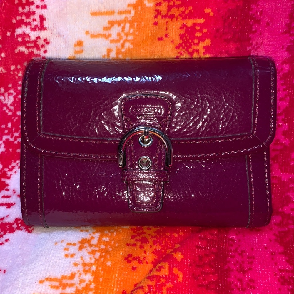 Coach Plum Patent Leather Large Wallet